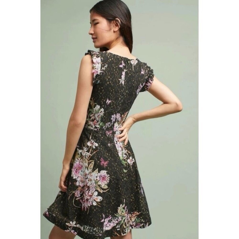 Eri + Ali Anthropologie Nevaeh Floral Lace Fit & Flare Dress Size 6 - Picture 4 of 11